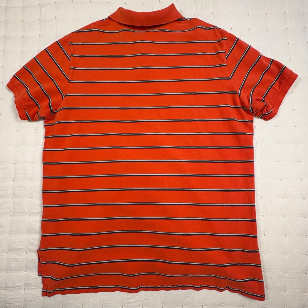 Polo Ralph Lauren Custom Fit Pique Polo Shirt Men's XL Orange Striped Preppy - Picture 2 of 9